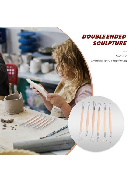 6 x 8 Inç Çift Uçlu Heykeltıraş Oyma Aleti Ahşap Sap (Yurt Dışından) modelleri