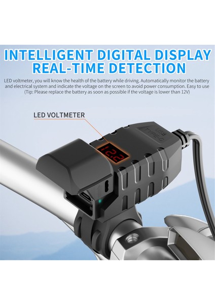 Qc3.0 Motosiklet USB Şarj Cihazı Su Geçirmez Pd3.0 Port Socket Gidon Hızlı Şarj Cihazı Voltmetre Aksesuarları (Yurt Dışından) fırsatları