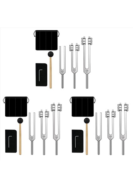 3x Tuning Forks SET-128 Hz 256 Hz 512 Hz Şifa Çakra Ses Terapisi Için Ayar Çatalları Vücut Tutun (Yurt Dışından)