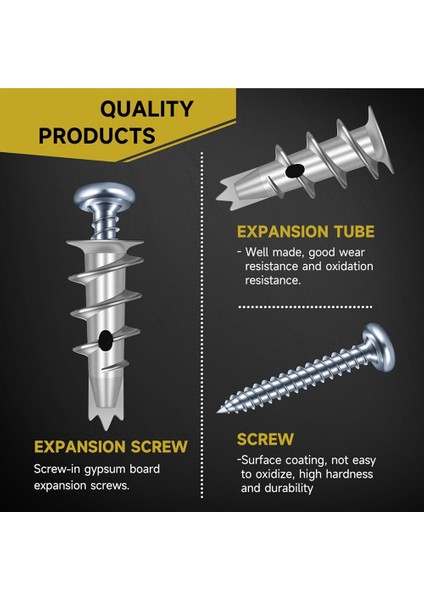 Çinko Kendi Kendini Sondaj Alçıpan Ankrajları Içi Boş Duvar Ankrajı ve Vida Kiti Alçıpan Vidaları 25 Pcs Ağır Hizmetli Metal Duvar Ankrajları (Yurt Dışından) indirimleri