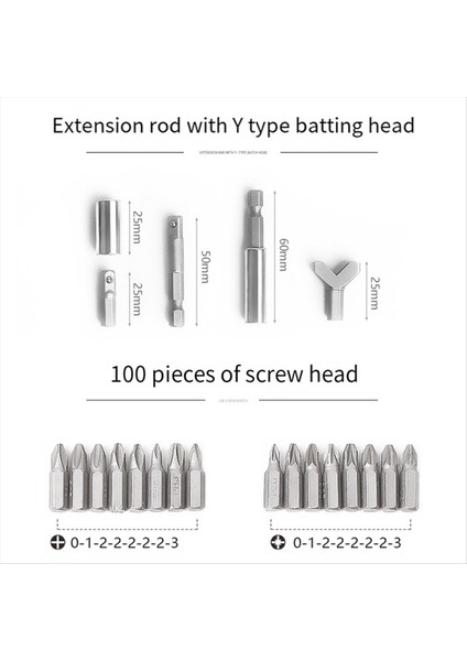 100 Arada Tornavida Seti Parti Toplu Nozul Elektrikli Tornavida Bağlama Çubuğu Kolu Set Donanım Aletleri (Yurt Dışından) fiyatları