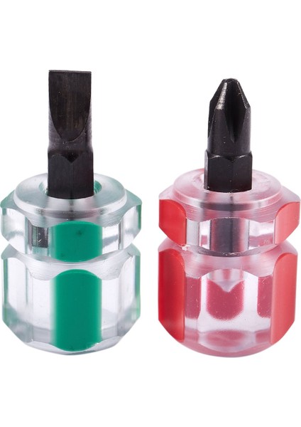 2 Adet Düz Phillips Tornavida Mini Vida Kısa Küçük Bölünmüş Onarım Aletleri Kit Set Yeşil+Kırmızı (Yurt Dışından)
