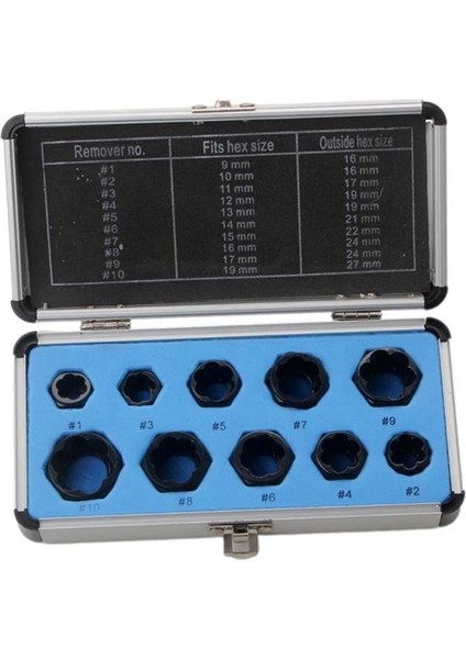 Kırık Somun Çıkarıcı 10 Parçalı Set Alüminyum Kutu Kırık Tel Cıvata Çıkarıcı Kafası Altıgen Vida Aleti Kısa Paragraf (Yurt Dışından)