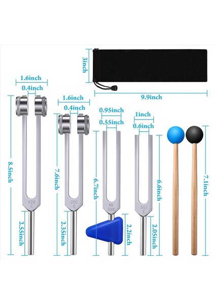 Ses Ses Titreşim Araçları Için Ayar Çatallı Tutma Çatallı 12 Paket Ayar Çatal Seti (128 Hz 256 Hz 512 Hz 528 Hz) (Yurt Dışından) fiyatları