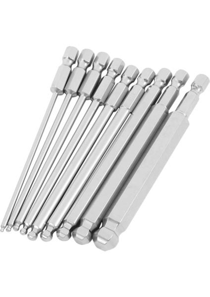 9pcs S2 Çelik Manyetik Hexagon 100MM Uzunluk Kafa Hex Sürücü Bit Set Manuel Aracı H1 5h2 H2 5 H3 H4 H5 H6 H8 H10 (Yurt Dışından)