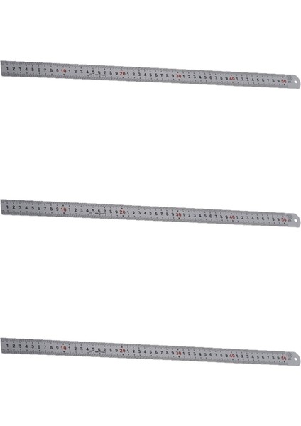 3x Çift Yan Ölçekli Paslanmaz Çelik Düz Cetvel Ölçüm Aracı 50CM (Yurt Dışından)