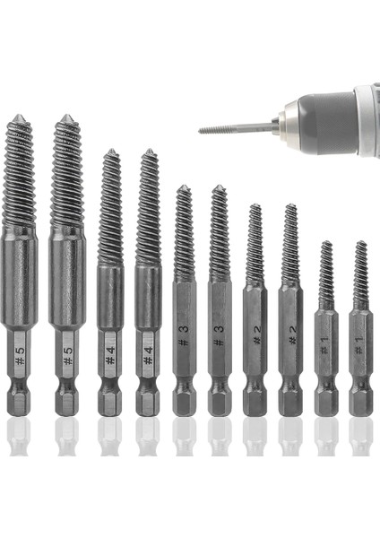 Vida Extractor Seti 10 Pc Vida Extractor 1/4inch Hex Shank Kırık Vida Extractor Vidalı Çıkarma ve Extractor Bit Seti (Yurt Dışından)