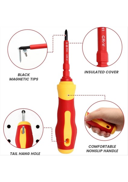 14IN1 Yalıtımlı Tornavida Seti Manyetik Tornavida Takım Kiti Elektrikçi Çok Fonksiyonlu Değiştirilebilir Tornavidalar (Yurt Dışından) fiyatları