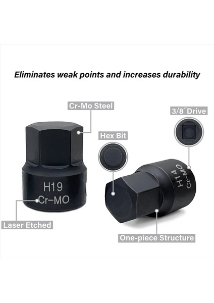 3/8 Inç Sürücü Düşük Profilli Etkisi Altıgen Sürücü Seti 16 Adet Sae/metrik 1/4-3/4 Inç 6-19MM Cr-Mo Çelik (Yurt Dışından) fiyatları