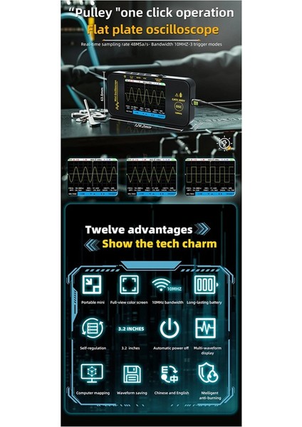 Bıde Mini Tablet Osiloskop Tek Kanallı 10MHZ 48MSA/S El Taşınabilir Elektrikçi Onarım Oto Onarım Aleti (Yurt Dışından)
