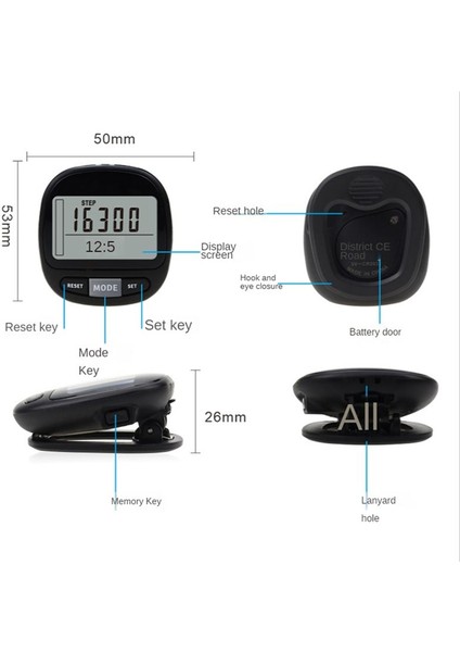 Klips ve Kayış Kalori Tezgahı 7 Günlük Bellek ile Yürümek Için 3D Pedometre Erkek Kadınlar ve Çocuklar Için Doğru Adım Sayacı (Yurt Dışından) fırsatları