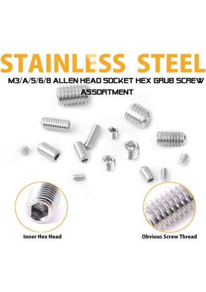 12PCS Tornavida ve Vida Çiftlik Kiti Dahili Altı Kupa Nokta Vidaları Set 304 Paslanmaz Çelik Grub Vida M2 5-M8 (Yurt Dışından) indirimleri