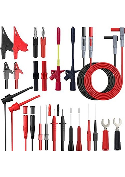 Timsah Klipsleri Yalıtım Delme Test Klipsi ve Test Probları 1000V 10A Cat Iıı ile Ayarlanan 24 Adet Multimetre Test Uçları (Yurt Dışından)