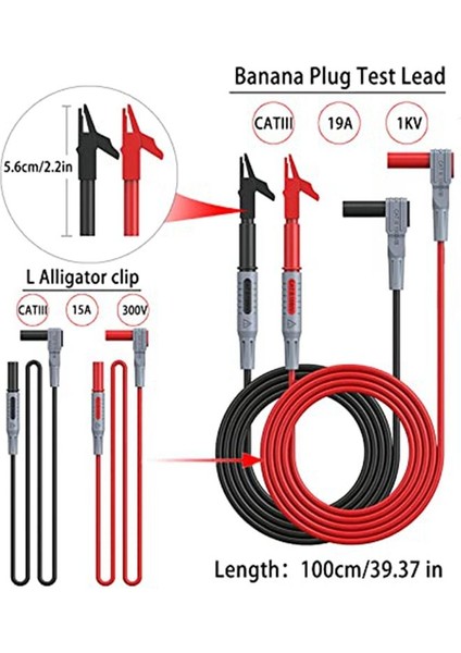 Timsah Klipsleri Yalıtım Delme Test Klipsi ve Test Probları 1000V 10A Cat Iıı ile Ayarlanan 24 Adet Multimetre Test Uçları (Yurt Dışından) modelleri