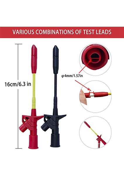Timsah Klipsleri Yalıtım Delme Test Klipsi ve Test Probları 1000V 10A Cat Iıı ile Ayarlanan 24 Adet Multimetre Test Uçları (Yurt Dışından) fırsatları