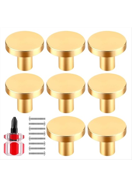 8pcs Dolap Düğmeleri Yuvarlak Şifa Çekme Düğmesi Gardırop Çekme Kapısı Kolu 8 Vidalı Çekmeceli Çekmece Mutfak Altın (Yurt Dışından)