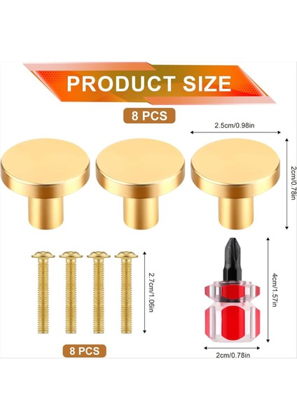 8pcs Dolap Düğmeleri Yuvarlak Şifa Çekme Düğmesi Gardırop Çekme Kapısı Kolu 8 Vidalı Çekmeceli Çekmece Mutfak Altın (Yurt Dışından) indirimleri