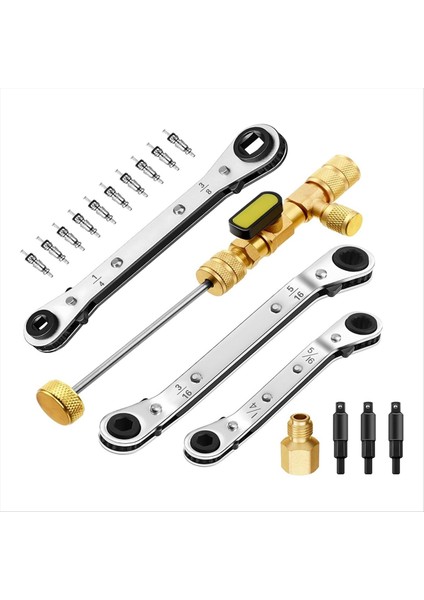 Soğutma Servisi Anahtar Seti 1/4 ve 5/16 Port Service Wrench3/8 1/4 5/16 3/16IN (Yurt Dışından)