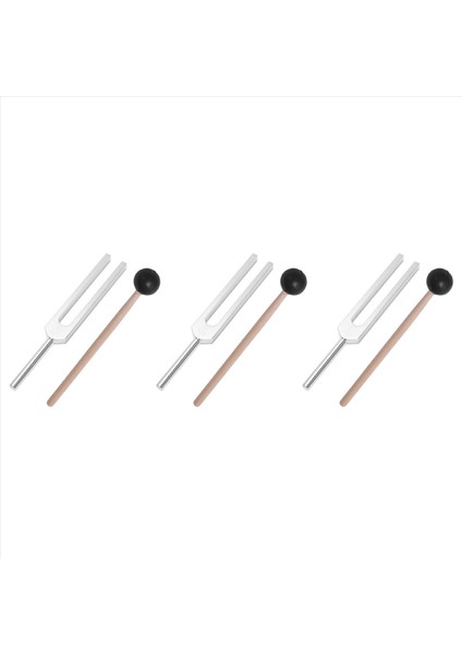 3x Alüminyum Alaşım + Ahşap Ayarlama Çatal Çakra Çekiç Top Diyagnostik 528Hz Mallet Set Sinir Sistemi Ayarlama Çatalı ile (Yurt Dışından)