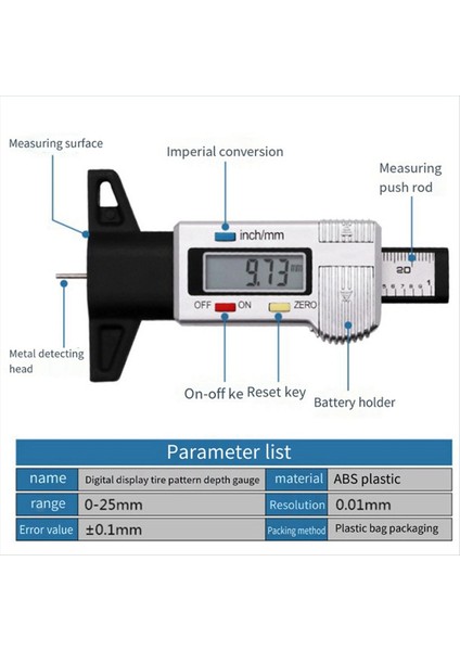 Dijital Lastik Derinlik Göstergesi 0-25MM/1INCH Taşınabilir Lastik Bozuk Derinlik Göstergesi Arabalar Karavanlar Kamyonlar Için Lastik Bozuk Dişli (Yurt Dışından) fiyatları