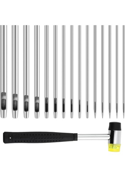 15 Parçalı Delik Yumruk Seti Deri Yumruk Seti 0 5 mm Ila 6 mm Deri Için 1 Lastik Çekiçle Yuvarlak Çelik Içi Boş Yumruk Seti (Yurt Dışından)