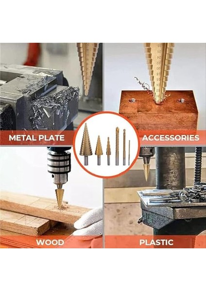 7pcs Adım Matkap Groove Testere Matkap Seti Groove Testere Matkapı Matkap Bitleri Yukarı Çıkar Spiral Koni Etki Matkapı Için Bitler Aşağı Çıktı (Yurt Dışından) modelleri