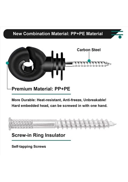 80PCS Elektrikli Çit Izolatörleri Vida Elektrikli Çit Halkası Izolatör Bant Vidalı Ahşap Post Izolatörler Vidası Vida (Yurt Dışından) indirimleri
