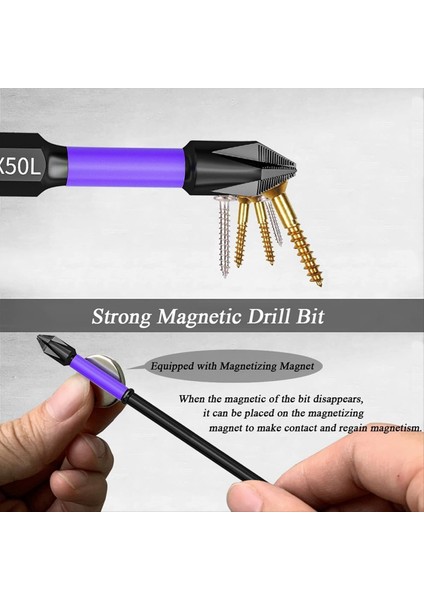 12 Adet Yüksek Sertlik ve Güçlü Manyetik Matkap Ucu Kayma Önleyici ve Tornavida Bitleri ile Şok Geçirmez Bitleri Yükseltti (Yurt Dışından) modelleri