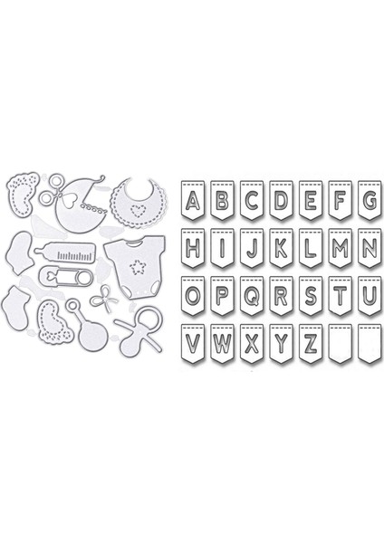 40 Pc Kabartma Şablonları Scrapbooking Kesme Şablonu Kabartma Makinesi 12 Pcs Bebek ve 28 Pcs Ingilizce Alfabesi (Yurt Dışından) fiyatları