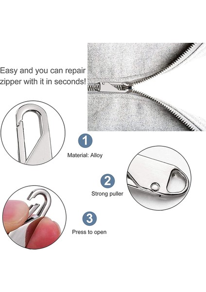 Metal Yedek Fermuar (10 Parça) Zip Onarımı Için Metal Sekmeler Kıyafetler Bagaj Bavul Sırt Çantası Dıy Zanaat Için (Yurt Dışından) fiyatları