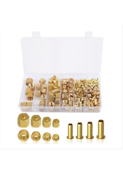 180PCS Sıkıştırma Bağlantı Noktaları Çiftlik Kiti- (1/4in 3/8in 5/16IN 1/2in) Pirinç Sıkıştırma Kılıfı Ek ve Fındık (Yurt Dışından)