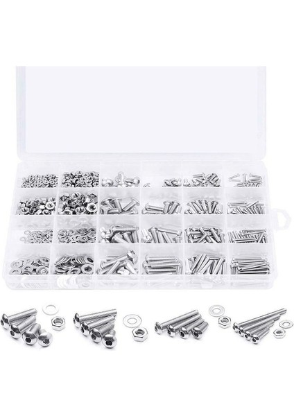 Paslanmaz Çelik Vidalı Altı Hexgon Hex Soket Düğmesi Yuvarlak Tavan Vidaları Cıvata Somun Yasal Set Kutusu Kiti Altıgen Soket Vidası (Yurt Dışından)