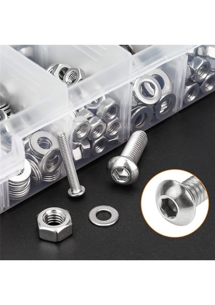 Paslanmaz Çelik Vidalı Altı Hexgon Hex Soket Düğmesi Yuvarlak Tavan Vidaları Cıvata Somun Yasal Set Kutusu Kiti Altıgen Soket Vidası (Yurt Dışından) fiyatları