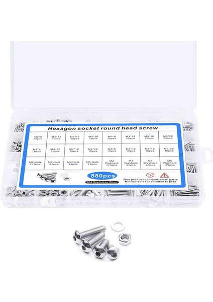 Paslanmaz Çelik Vidalı Altı Hexgon Hex Soket Düğmesi Yuvarlak Tavan Vidaları Cıvata Somun Yasal Set Kutusu Kiti Altıgen Soket Vidası (Yurt Dışından) fırsatları