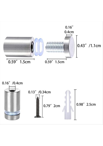 50 Paket Işaret Standoff Vidaları Paslanmaz Çelik Standoff Vidaları Kit Montaj Cam Donanımı (1/2x 3/4 Inç) (Yurt Dışından) modelleri