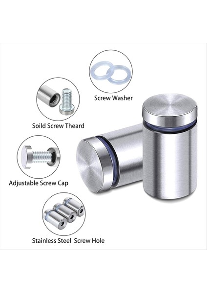 50 Paket Işaret Standoff Vidaları Paslanmaz Çelik Standoff Vidaları Kit Montaj Cam Donanımı (1/2x 3/4 Inç) (Yurt Dışından) fırsatları