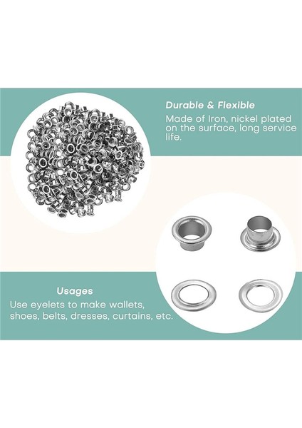 Grommet Tool Kit Grommet &amp Washer Grommet Kit 500PCS 2 Grommets Kit Deri Çantalar Banner Için Uygun (Gümüş 1/4inch) (Yurt Dışından) fırsatları