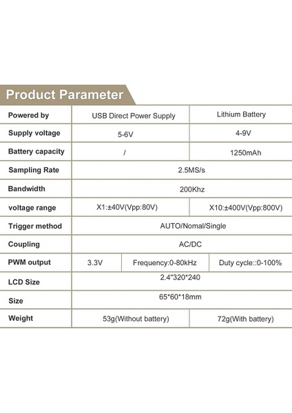 LCD Elde Taşınan Dijital Osiloskop Kiti - 200KHZ Dijital Osiloskoplar Taşınabilir 2 5ms/s Örnekleme Oranı 80KHZ Pwm Tetik (Yurt Dışından) fiyatları
