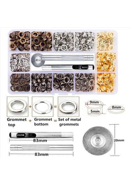 Grommets Kit 3/16INCH 800PCS Gözetler Kitler Gözetler Ayakkabı Giysileri Için Grommet Setleri El Sanatları Çanta Dıy Projesi (4 Renk) (Yurt Dışından) modelleri
