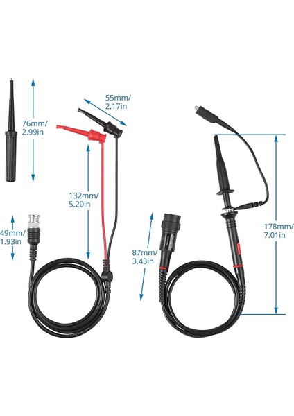 Aksesuarlı P2200 Osiloskop Probu 200MHZ Osiloskop Klips Probları 1x 10X Bnc Mini Grabber Test Kue (Yurt Dışından) fiyatları