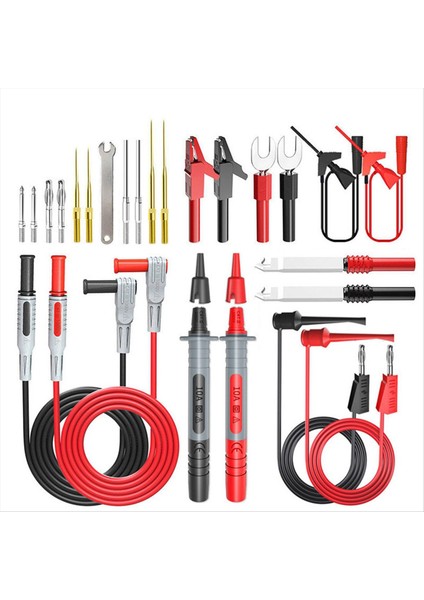 P1308D 25PCS Multimetre Silikon Test Kurşun Kiti Değiştirilebilir Iğne Spanner Timsah Klibi 4mm Muz Fiş (Yurt Dışından)