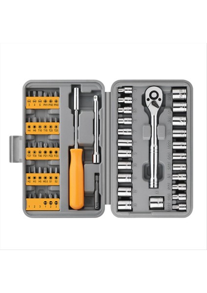 57PCS Soket Anahtarı Oto Onarım Aracı Seti Toplu Cırcır Anahtarı Onarım Aracı Çok Fonksiyonlu Araç Kutusu Donanım Araçları (Yurt Dışından)