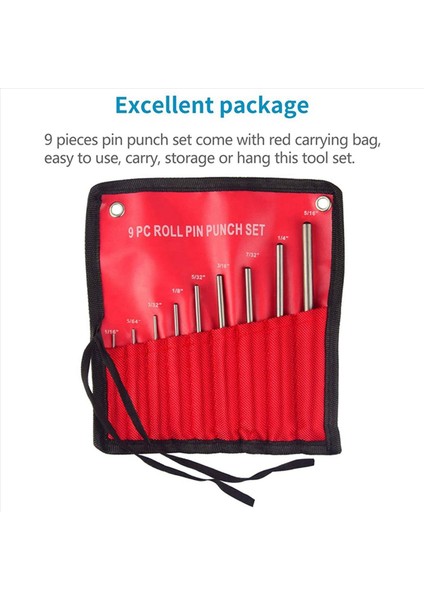 Depolama Torbası ile Rulo Pimi Yumruk Seti 18 Adet Çelik Çıkarma Aracı Kiti (Yurt Dışından) indirimleri