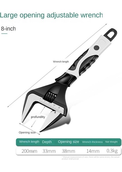 8 Inç Ayarlanabilir Anahtar Ayarlanabilir Anahtar Açık Uçlu Anahtar Aleti Hanehalkı Çok Fonksiyonlu Banyo Anahtarı (Yurt Dışından) indirimleri