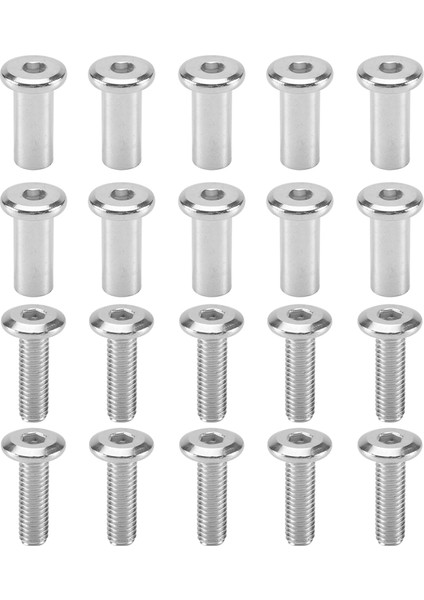 20 Adet Vida Direği 5/16 Inç (8mm) Delik Dia Erkek M6X20MM Kadın M6X18MM Kemer Toka Bağlama Cıvataları Deri Bağlantı Elemanı (Yurt Dışından)