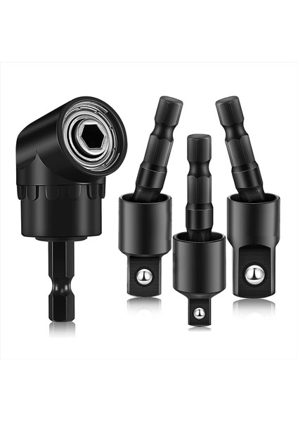 Sağ Açılı Matkap Adaptörü 4 Arada Darbe Matkap Ucu Uzantısı 360 ° Döndürülebilir 1/4 3/8 1/2in Darbe Sınıfı Soket Adaptör Seti (Yurt Dışından)
