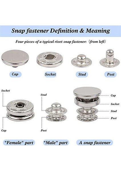 Deri Snap Taşıyıcılar Kiti 120 Set Metal Snap Düğmeleri Giysiler Bilezikler Ceketler Için 6 Ayar Aracı ile Bastılar (Yurt Dışından) modelleri