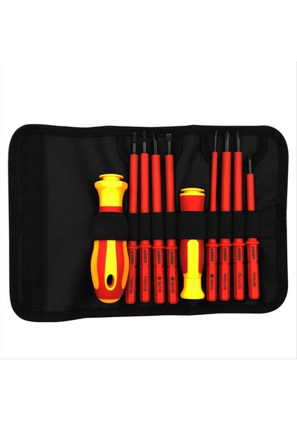 Yalıtımlı Tornavida Seti Erik Çiçeği Çapraz Düz Kafa Torba Ev Bakım Elektrikçi Anti-Elektrikli Vidalar (Yurt Dışından)