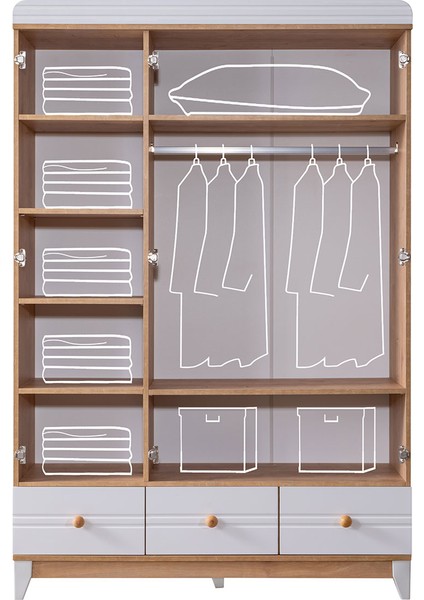 Momo 3 Kapılı Gardrop fiyatları