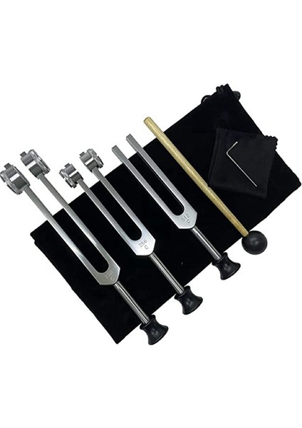Silikon Çekiç Onarım Aleti Temizlik Bezi ve Depolama Torbası ile Terapi Için Tüner Çatal Seti (128Hz 256Hz 512Hz) (Yurt Dışından)